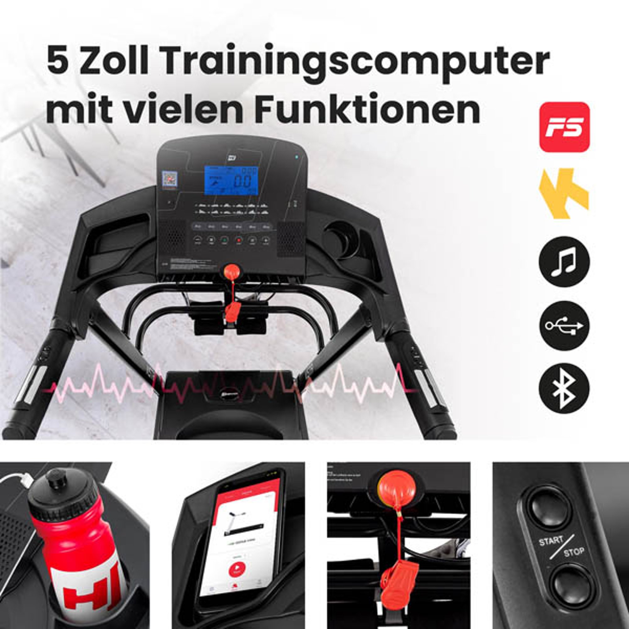 Multifunctioneel display met LCD-scherm, 12 trainingsprogramma's 