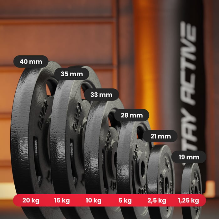 Hop-Sport gewichten met verschillende diameters