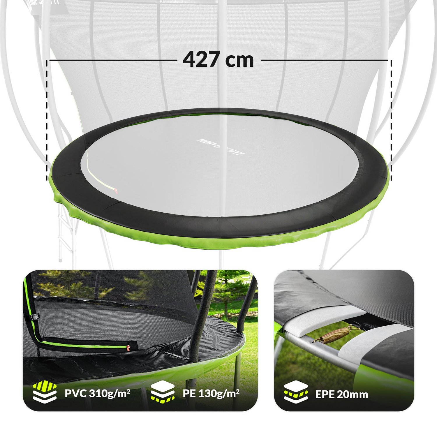 Randafdekking 427 cm / 14 ft HS-TSC014DZ - Zwart/groen