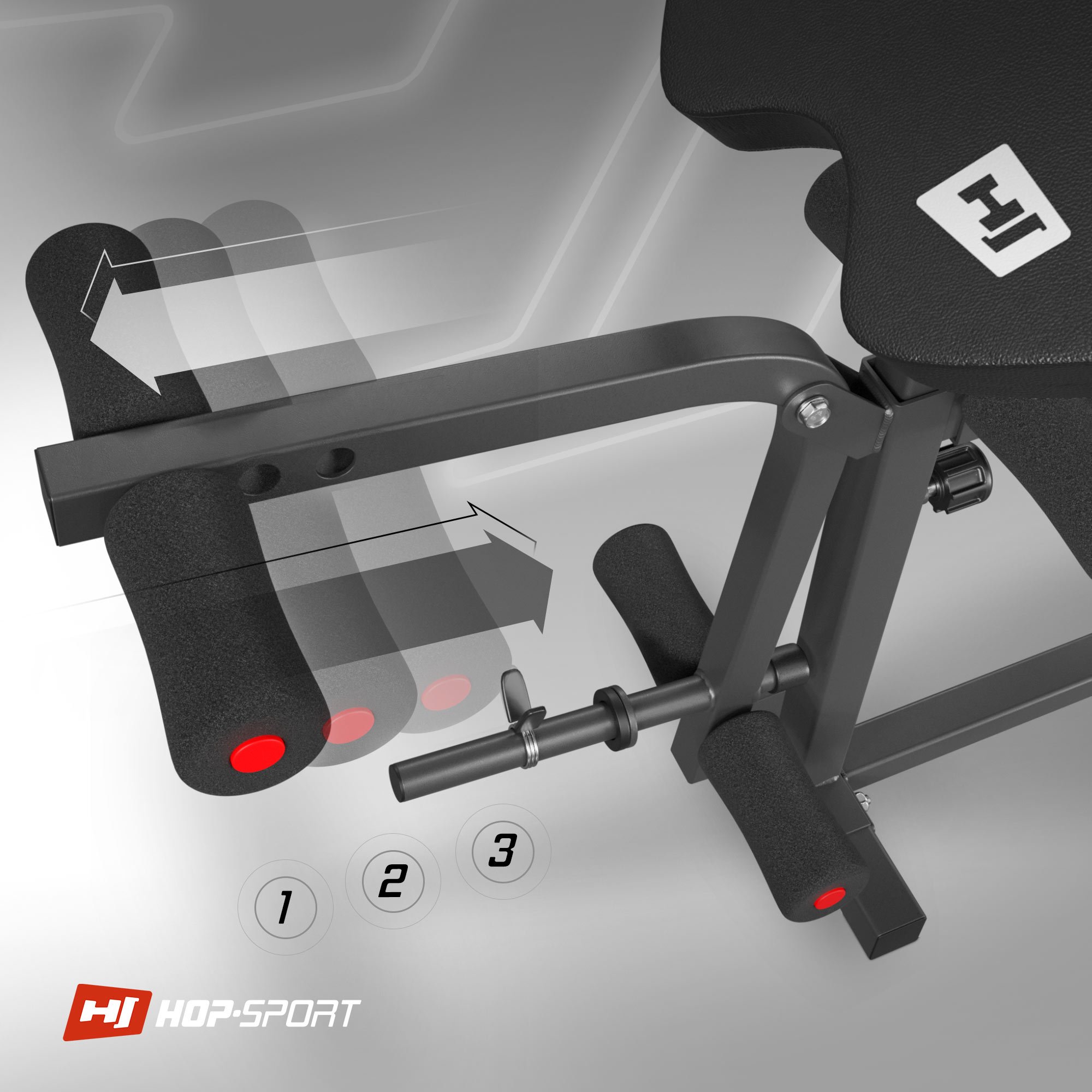 Verstelmogelijkheden van de Beinstrekker HS-1065 met Lat Pulldown Toren