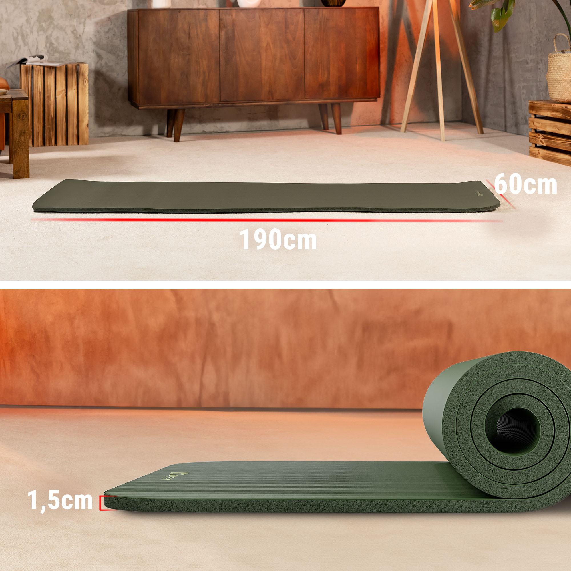 Fitnessmat van 190 x 60 cm