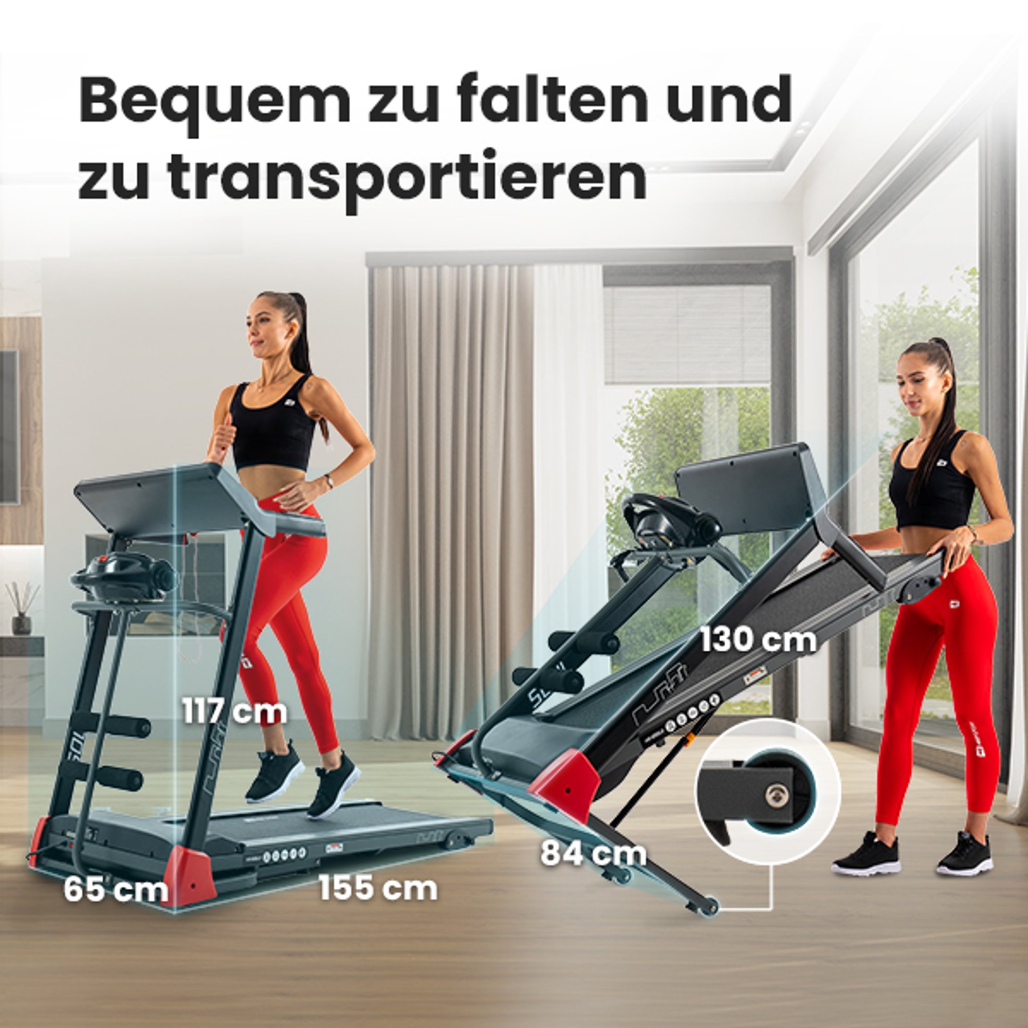 Opvouwsysteem en transport van de loopband HS-900LB Clip van Hop-Sport