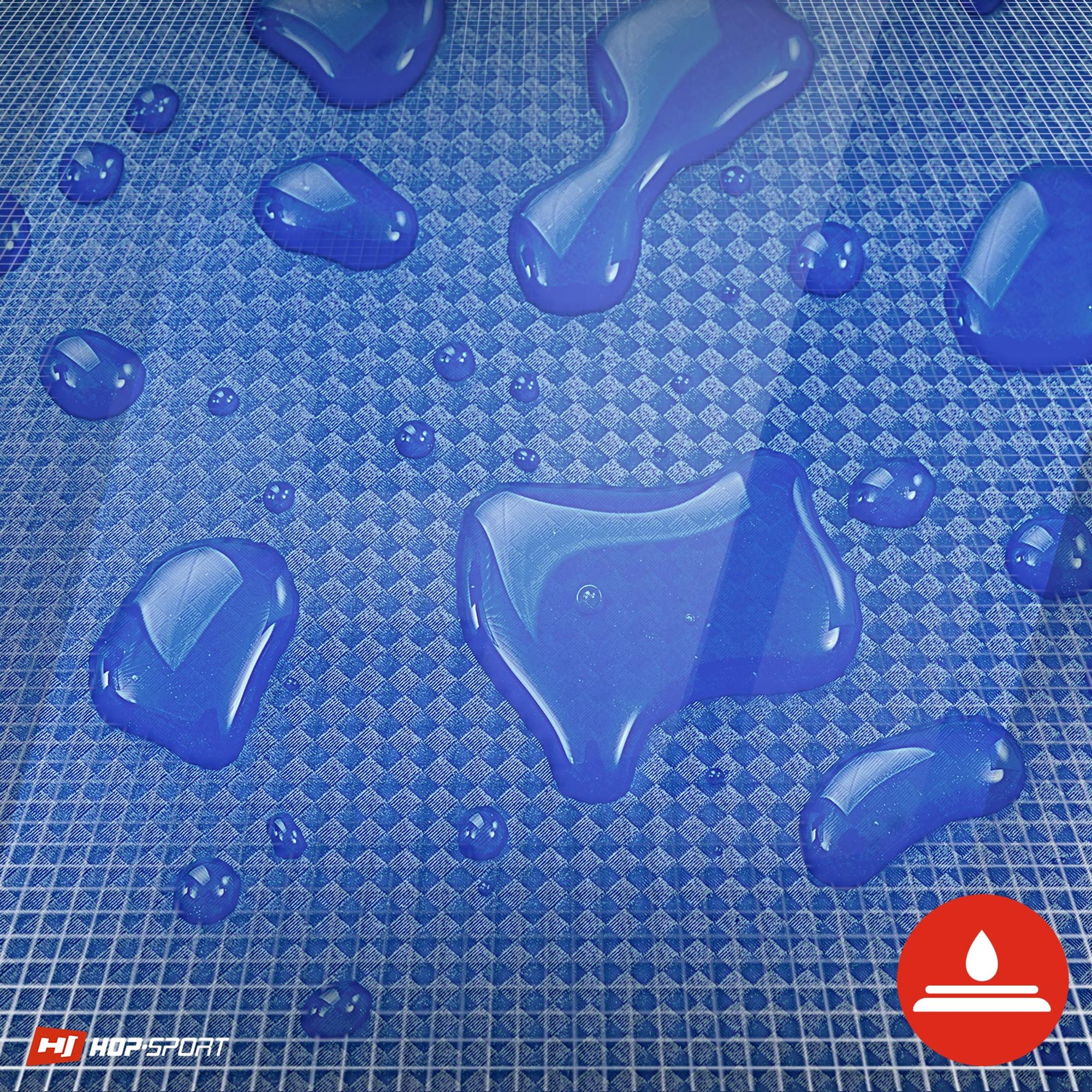Water op het oppervlak van de turnmat blauw