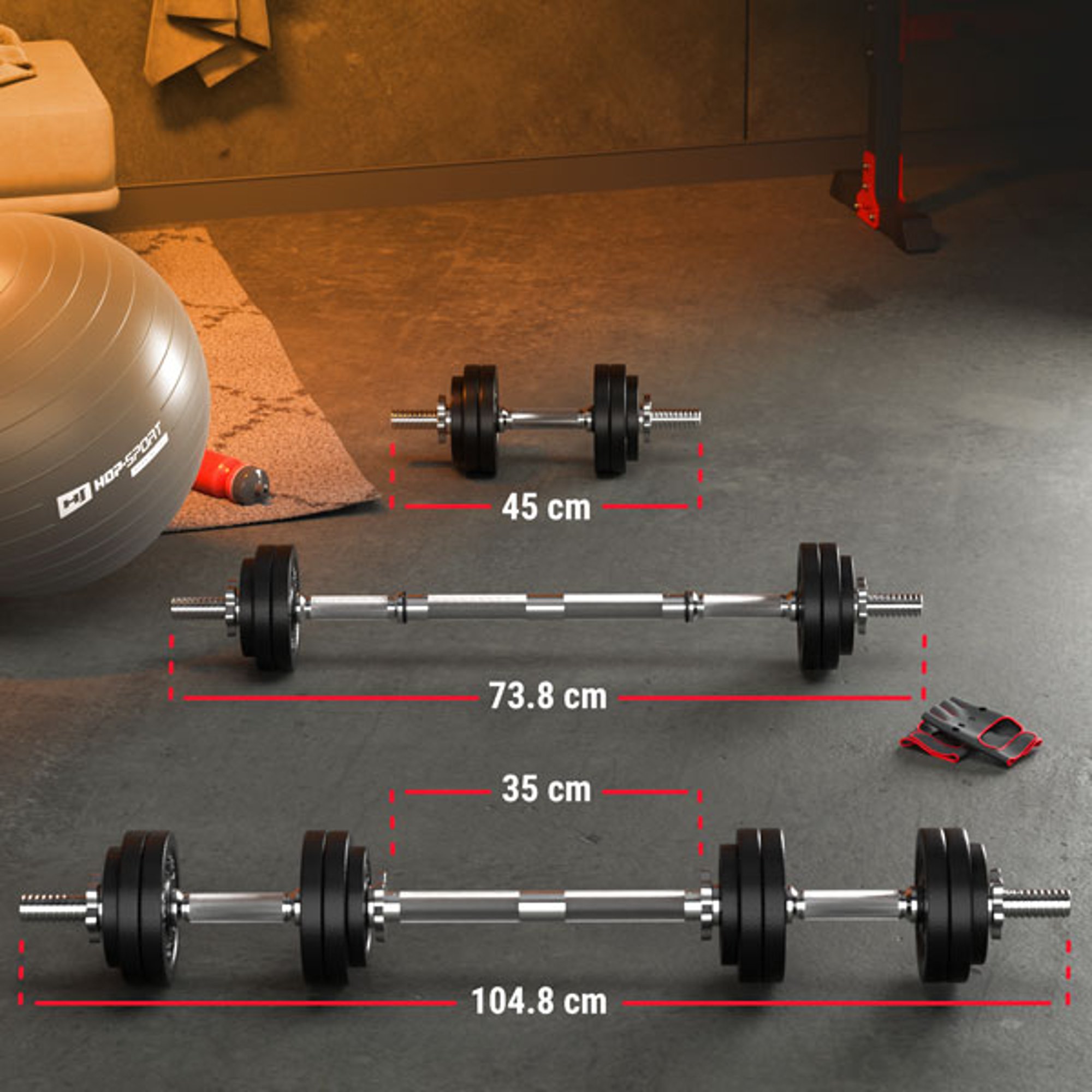 Verschillende configuratiemogelijkheden 2x15 kg