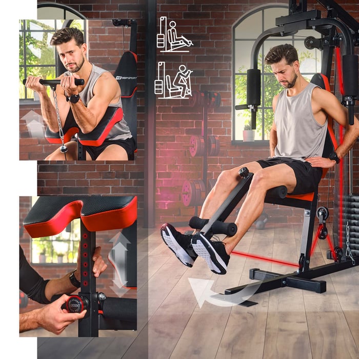 Thuisfitness met onder- en bovenste latpulley
