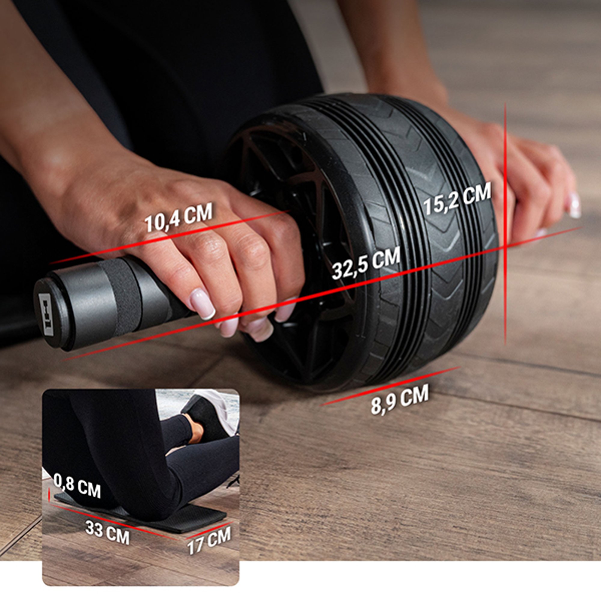 Ab-Roller met afmetingen zwart