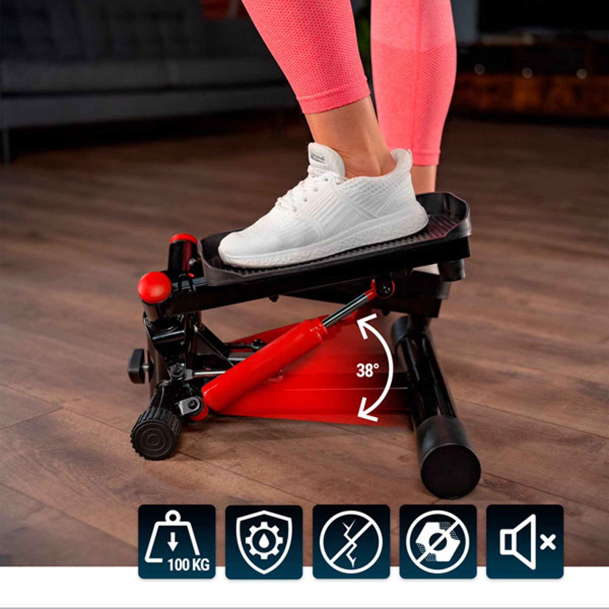 Verstelbare pedaalhoogte bij de Stepper 035S Swing van Hop-Sport