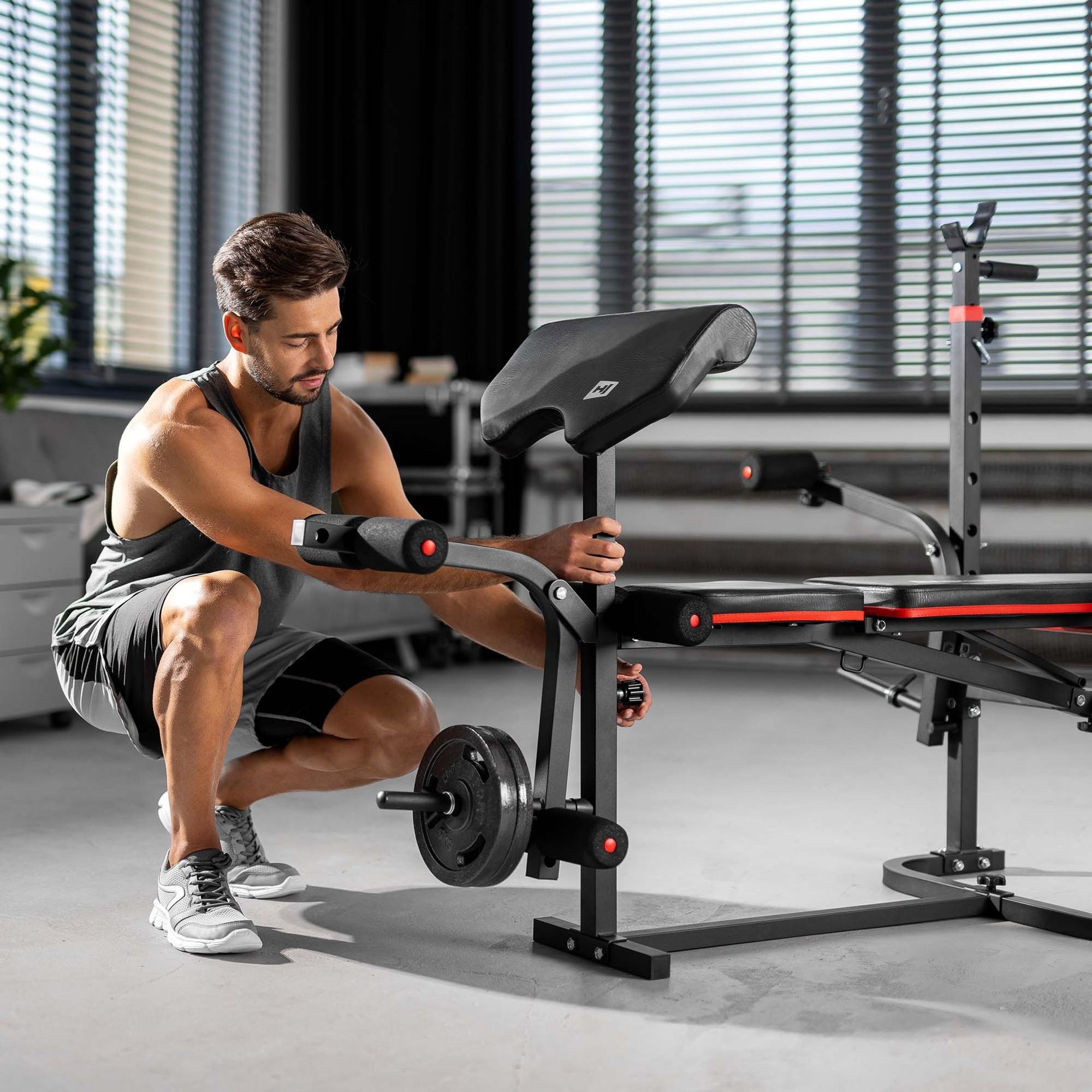 Kunststof Halterset 38kg met halterbank