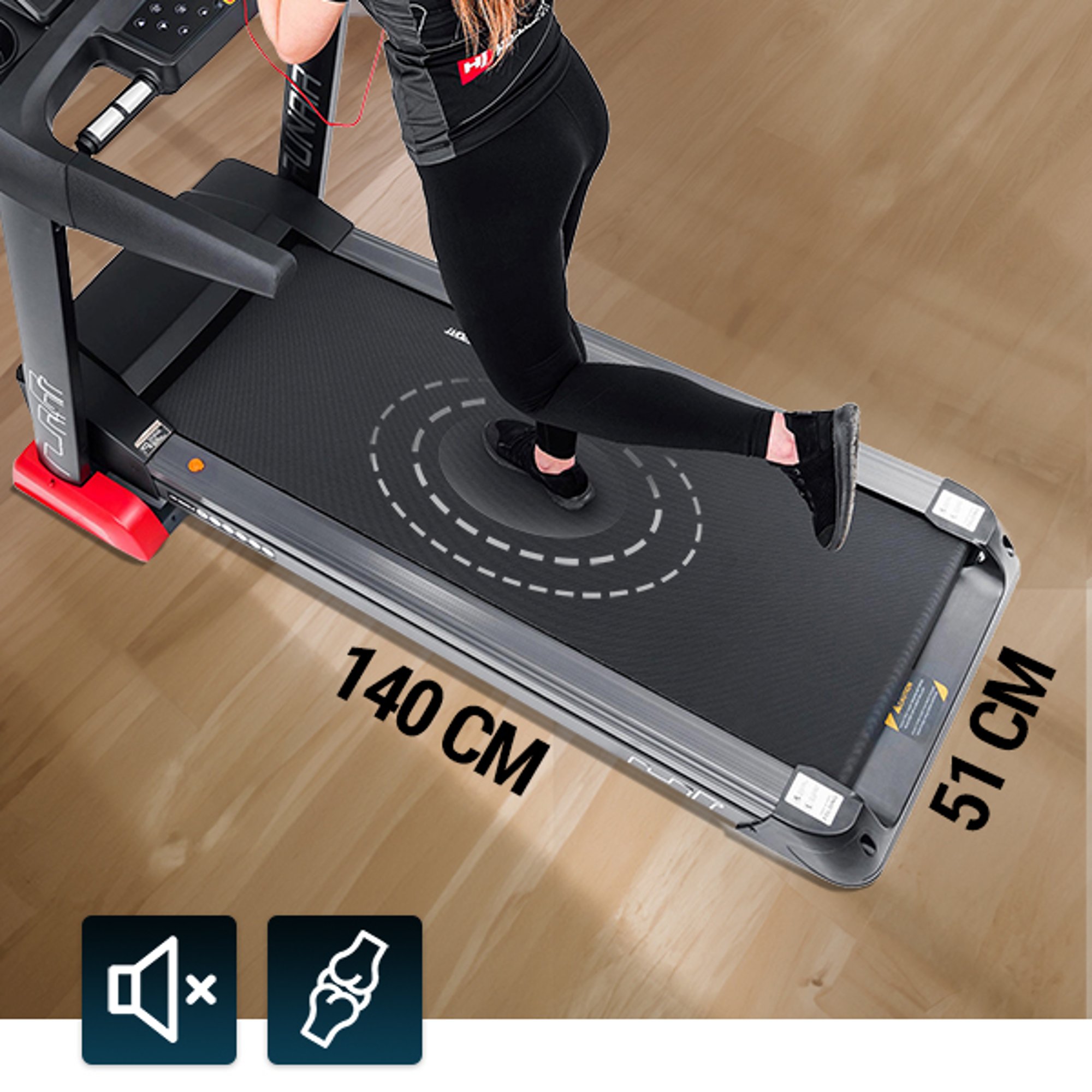 Schokdempersysteem bij loopband HS-3500LB Runair