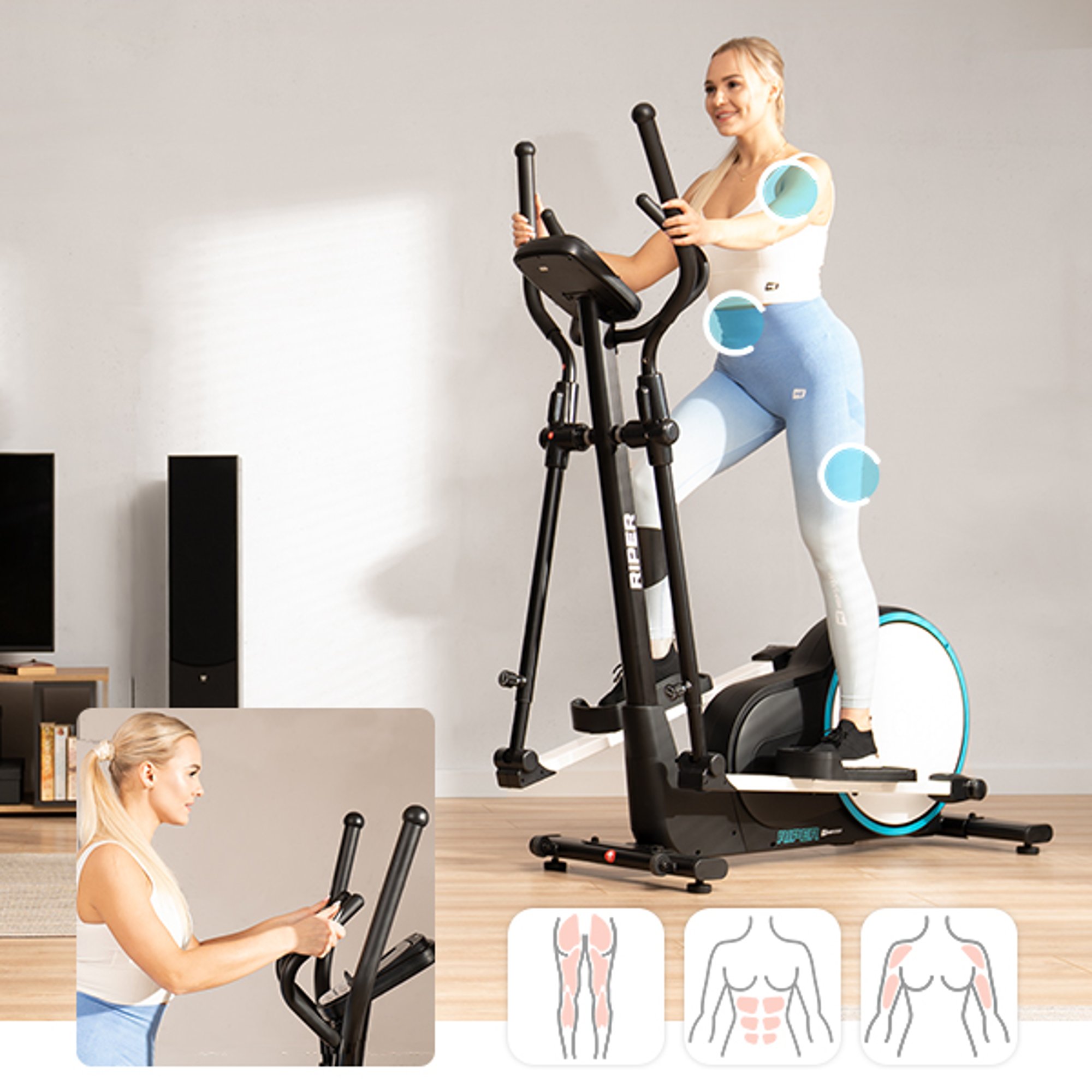 2 verschillende grijptypes bij de Crosstrainer 250C Riper