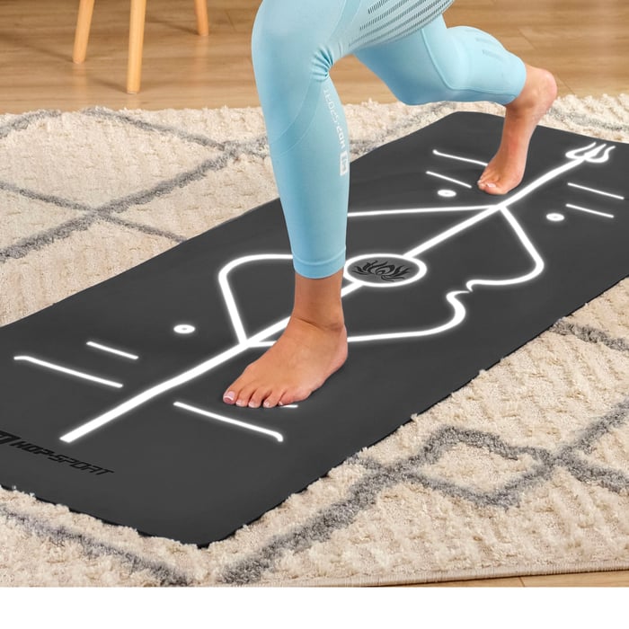 yogamat met uitlijnlijnen