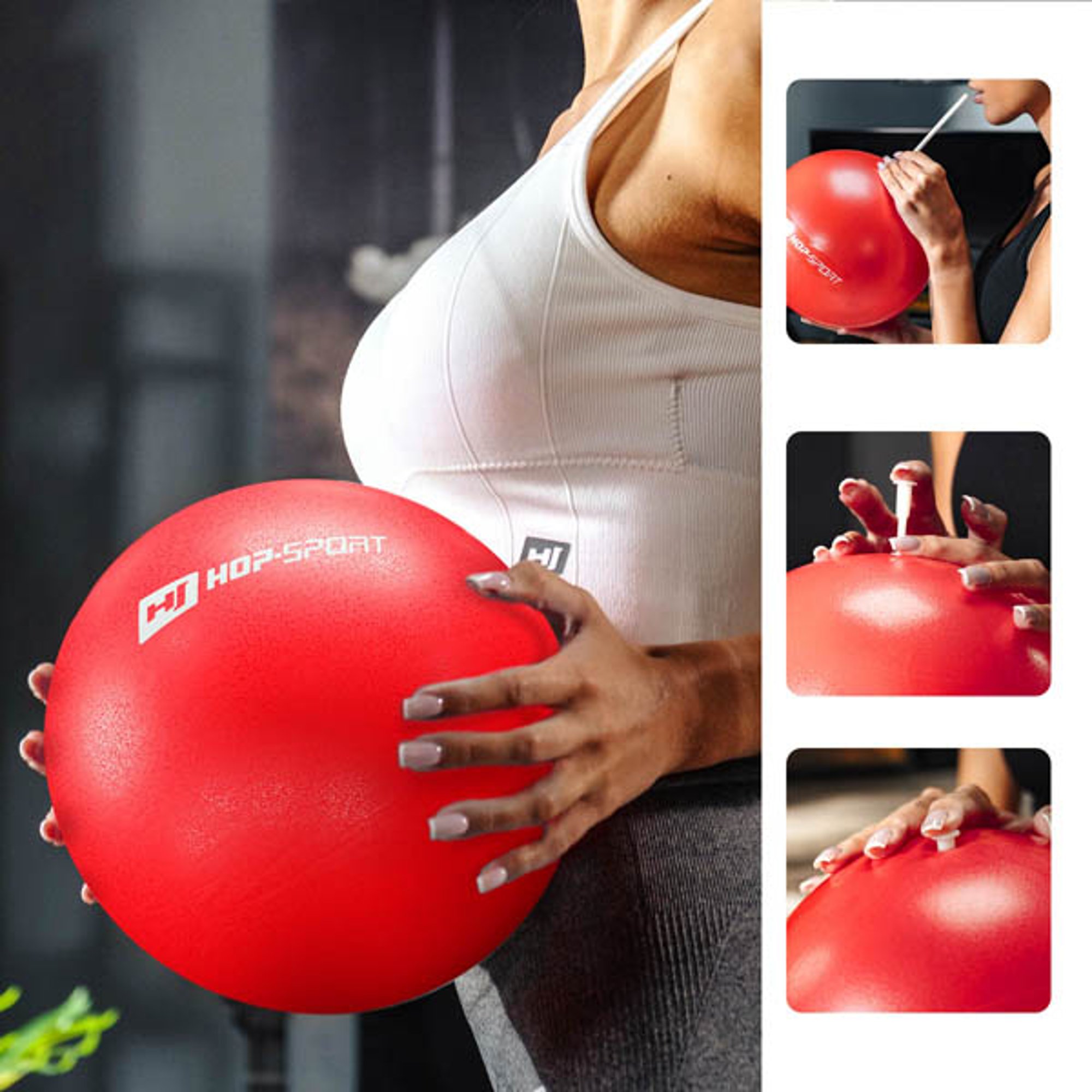 Opblazen van de Pilatesbal rood