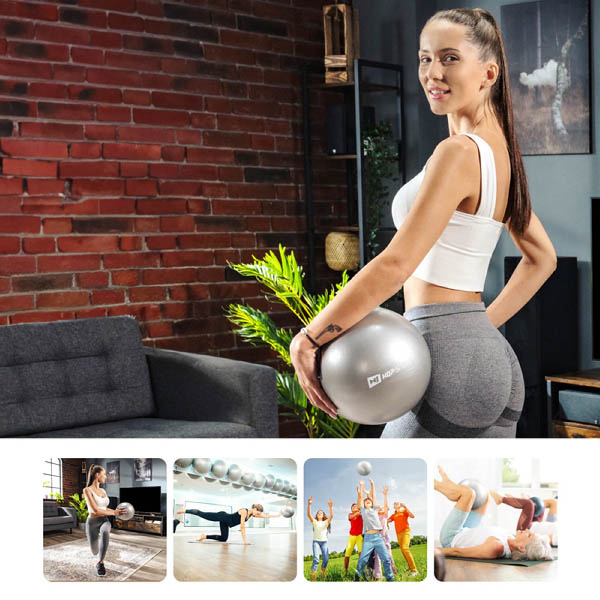 Verschillende sportactiviteiten met Pilatesbal zilver