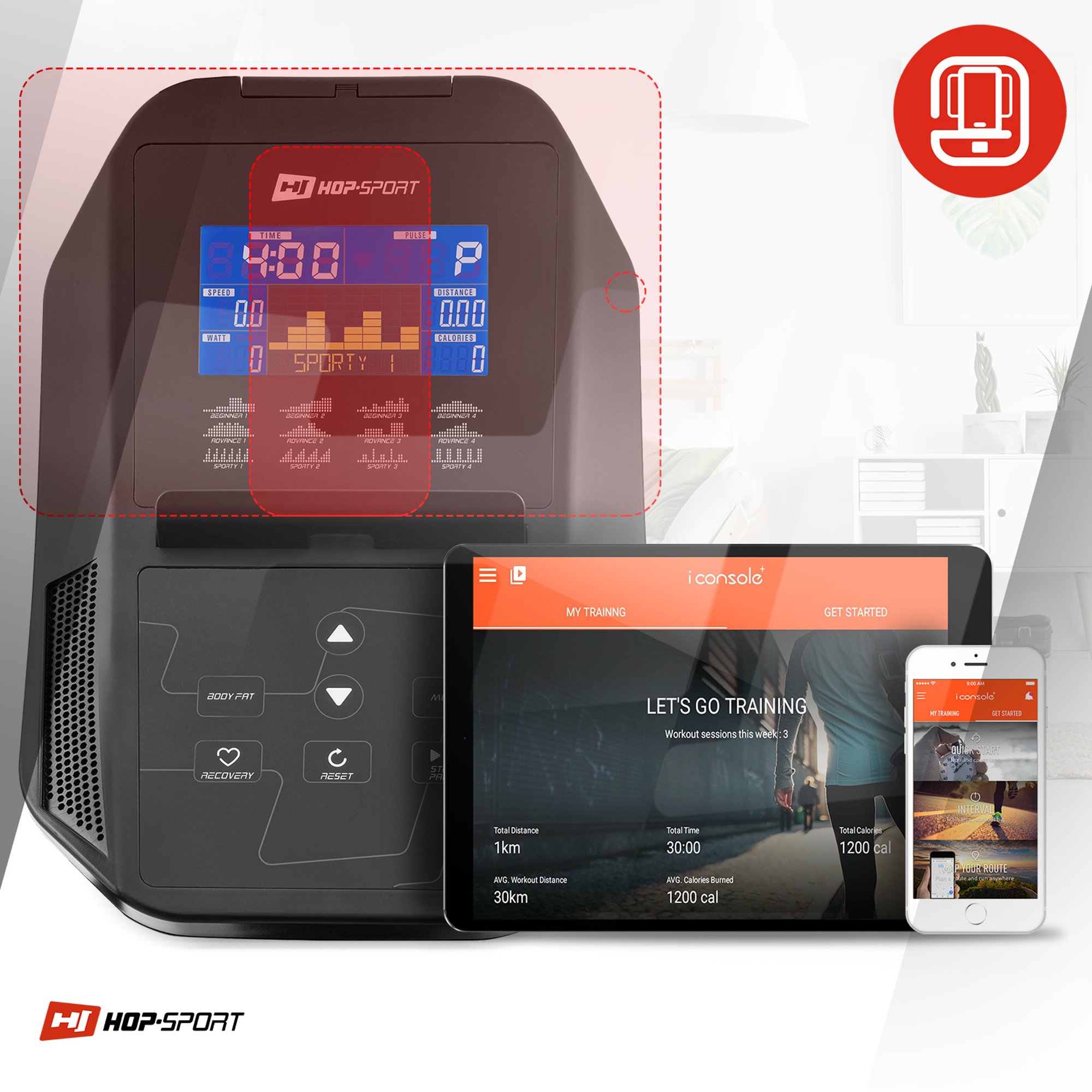 Tablet- en smartphonehouder bij de ligfiets Canion van Hop Sport
