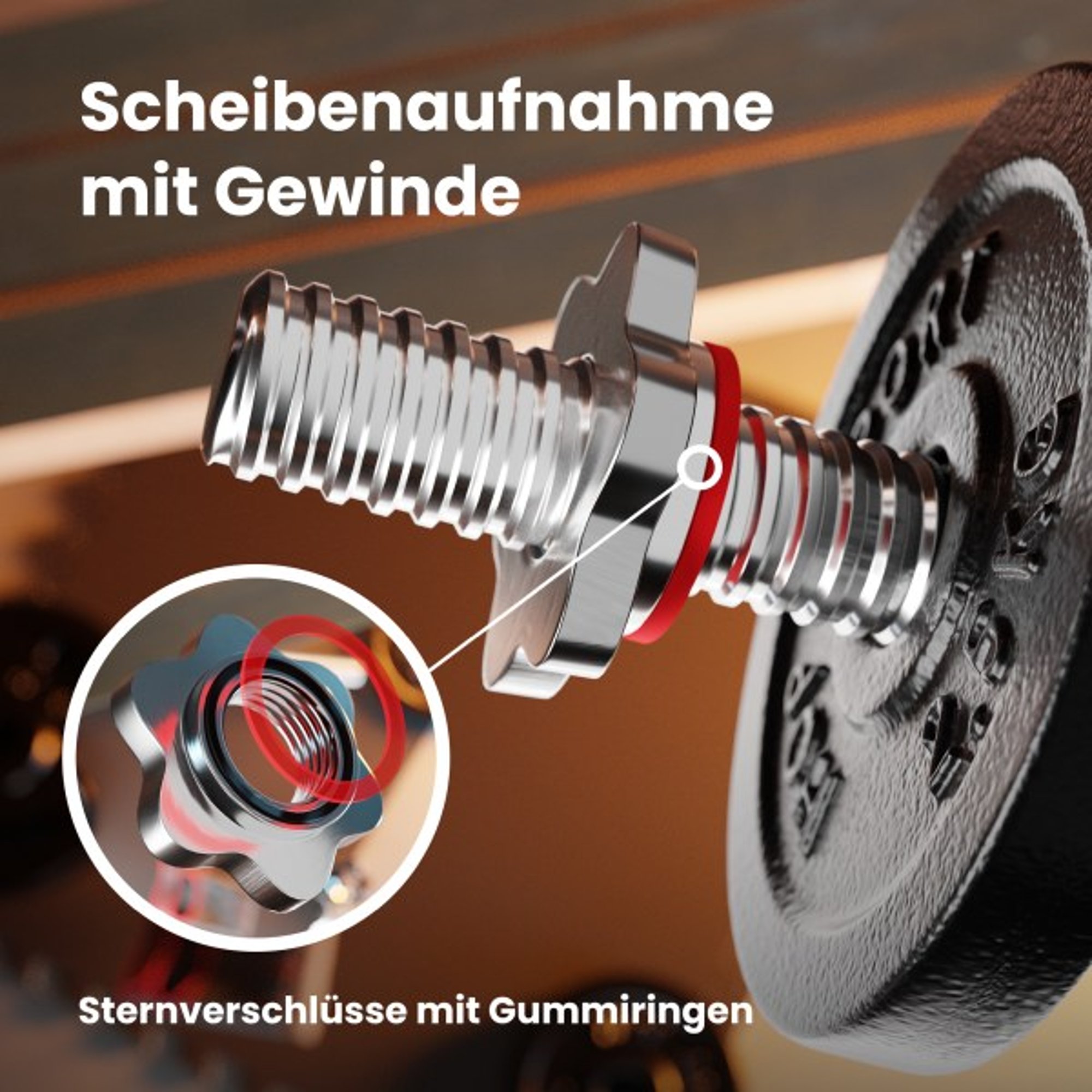 Schroefdraad en stervormige sluiting met rubberen ring