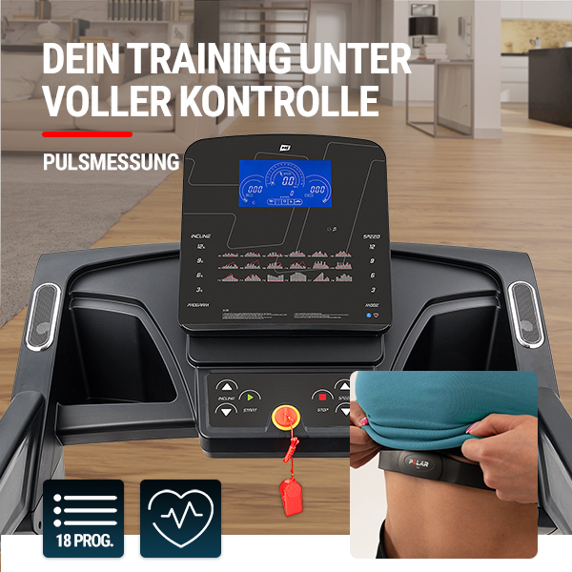 Multifunctioneel display met 7 inch LCD-monitor met alle trainingsparameters bij HS-2800LB Integra