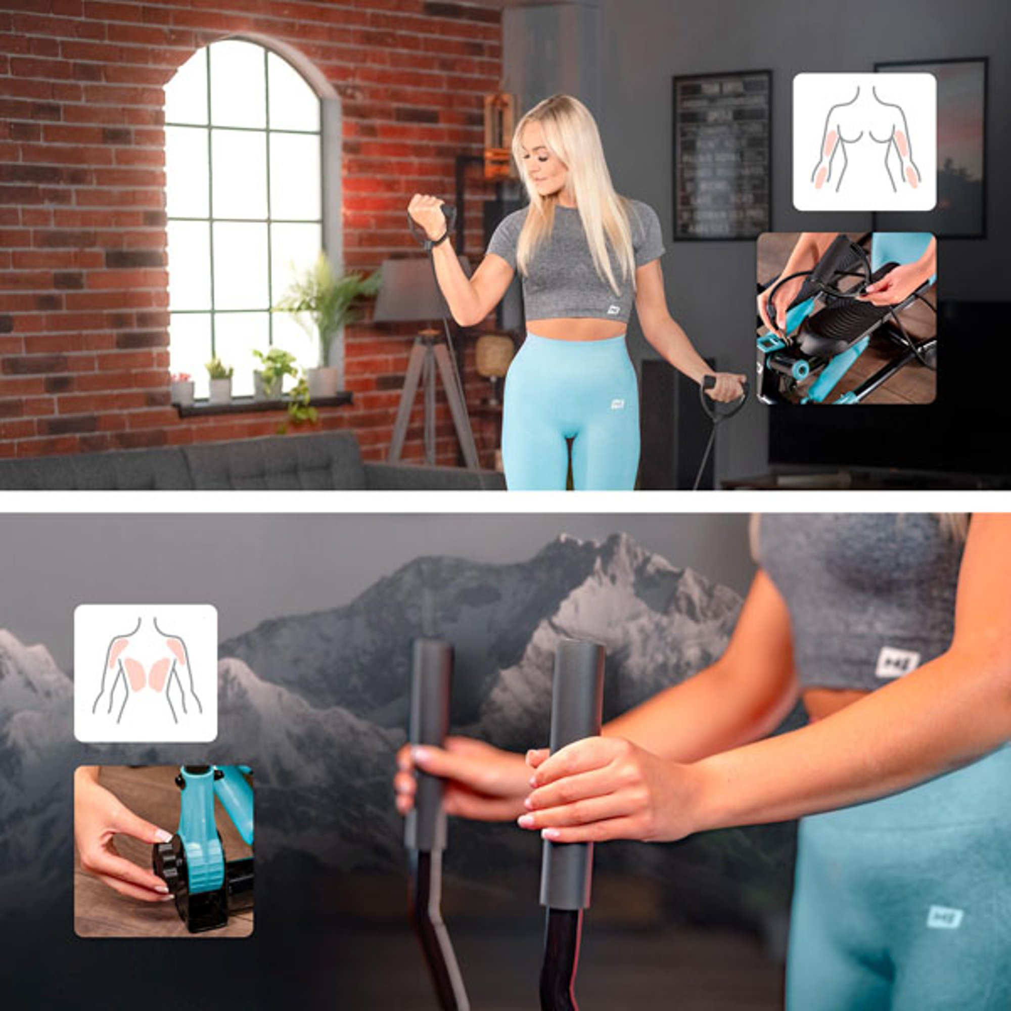 Stepper 045S Stepper met twee handgrepen, die arm- en borstspieren tijdens de training activeren