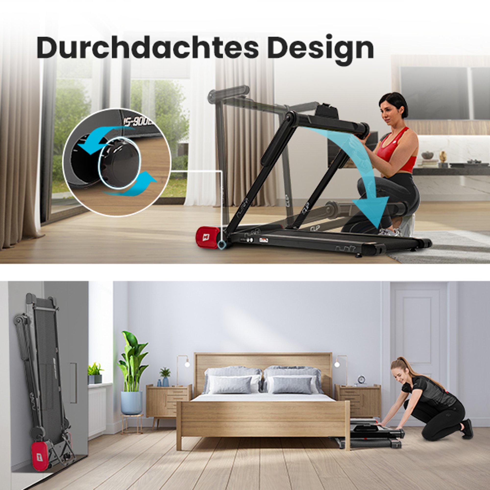 Compacte afmetingen van de loopband HS-900LB Clip van Hop-Sport