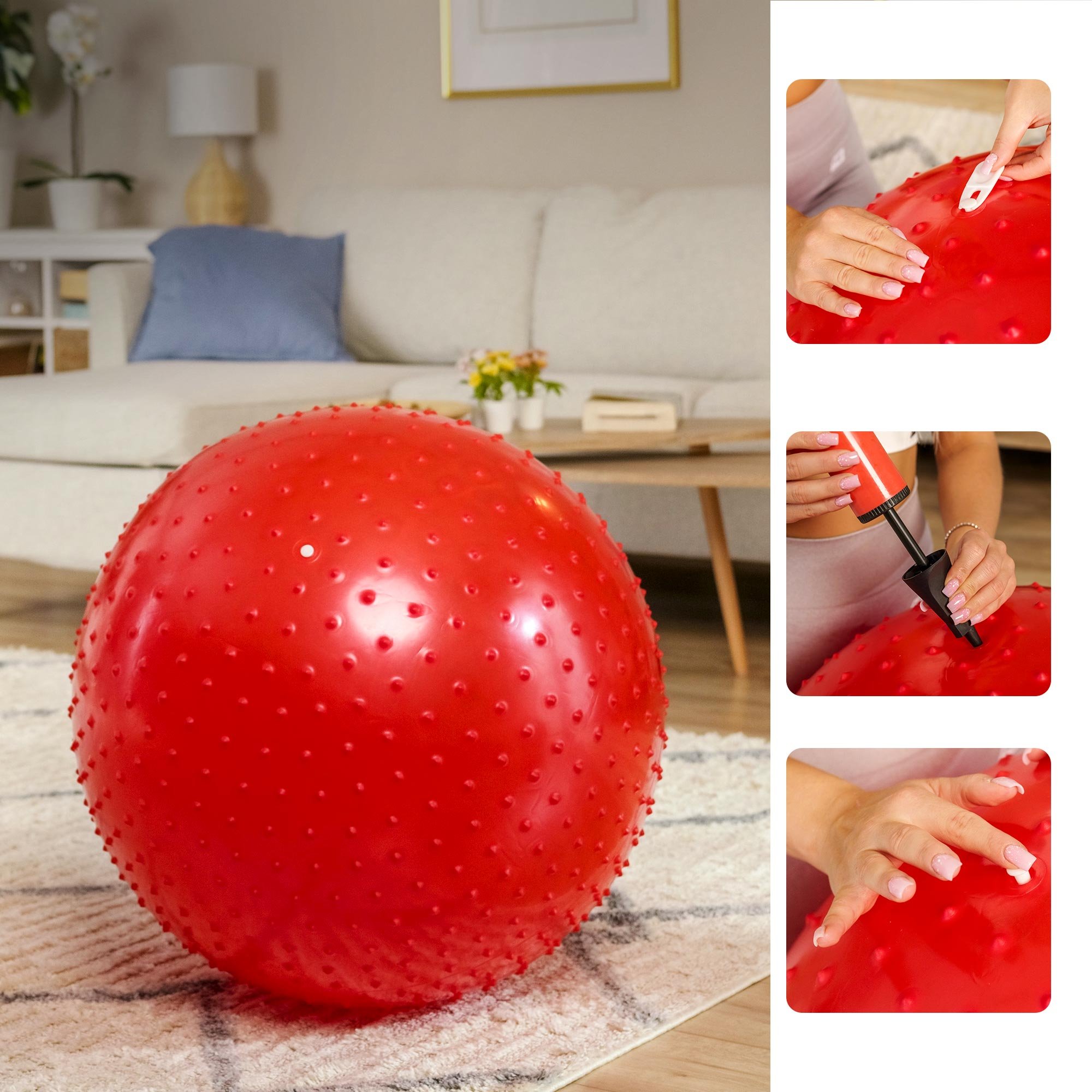 De bal wordt opgepompt rood