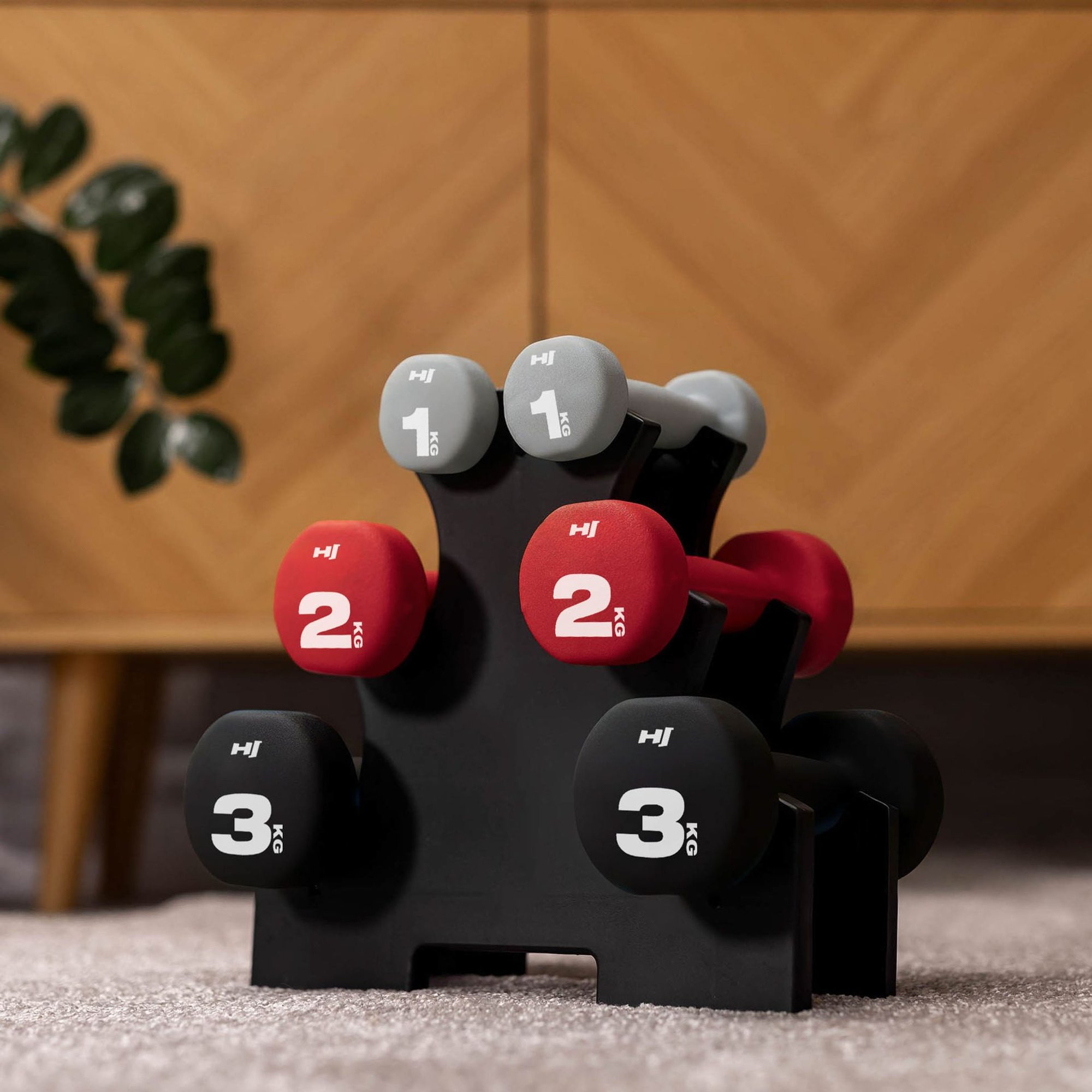 Praktische dumbbellstandaard