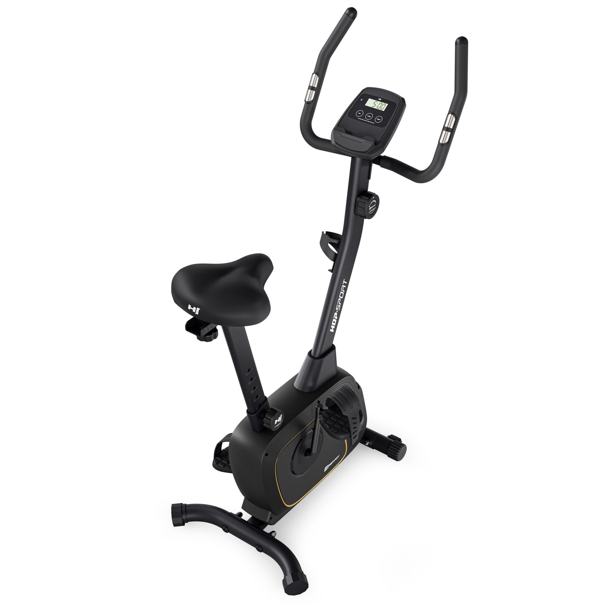 Fitnessfiets met LCD-scherm en polssensoren voor hartslagmeting