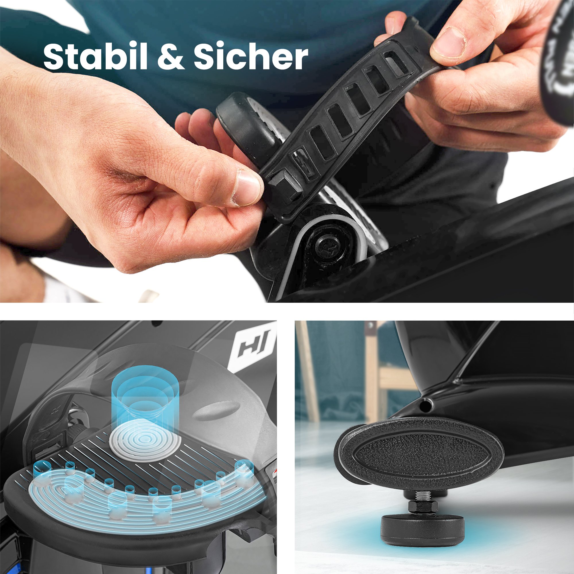 Verstelbare riem op de pedalen bij de hometrainer HS-090H Apollo