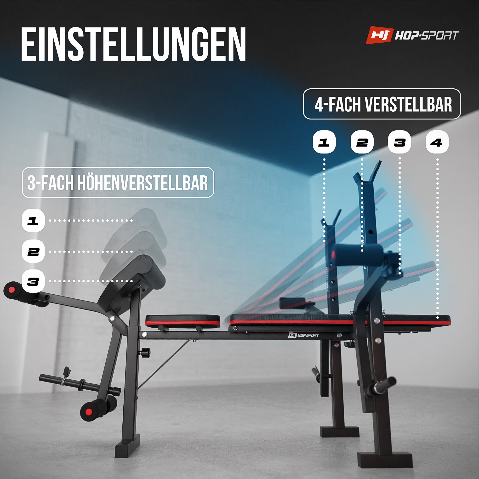 Verstelmogelijkheden van de halterbank HS-1055