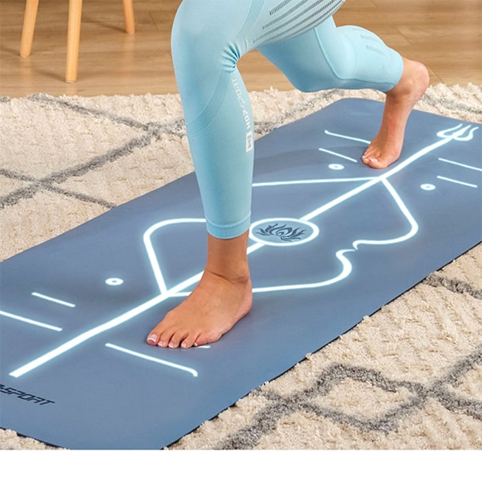 yogamat met uitlijnlijnen