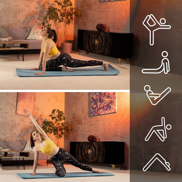 Vrouw oefent op antislip NBR-fitnessmat