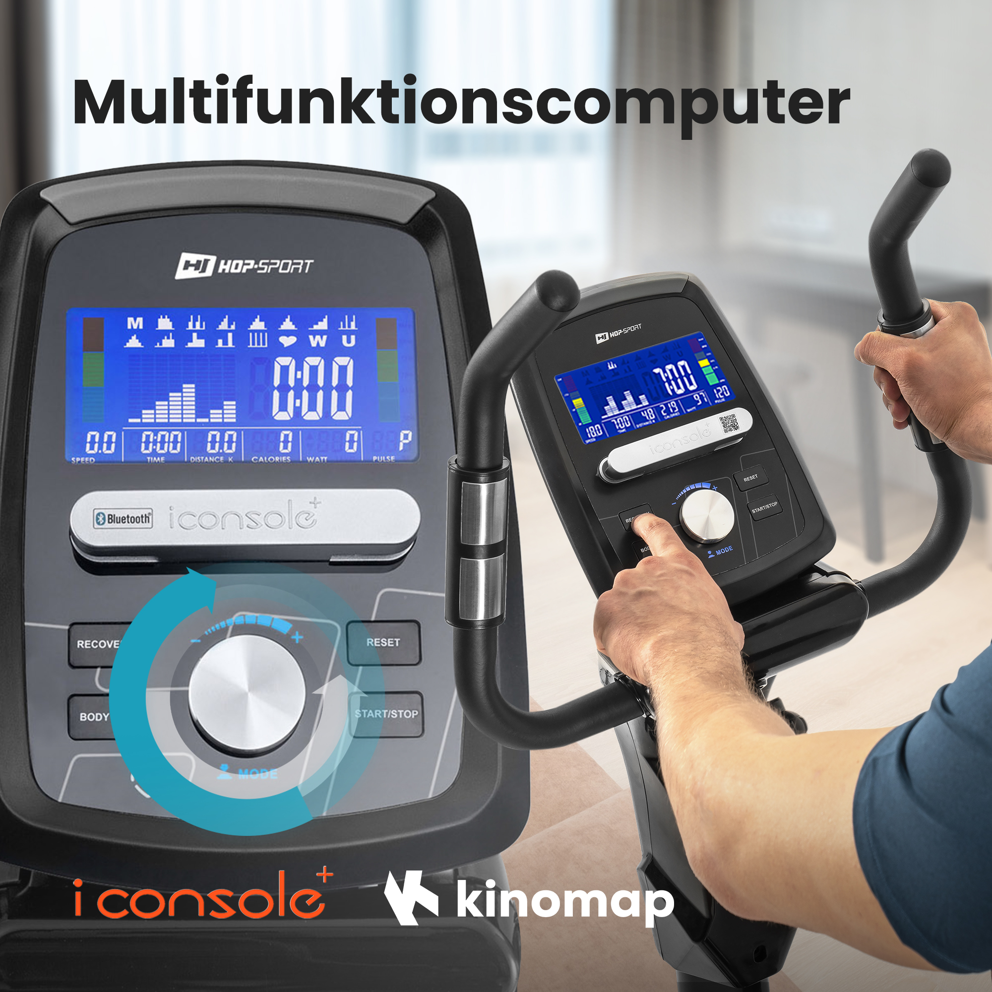 Moderne trainingscomputer met Bluetooth bij de hometrainer HS-090H Apollo