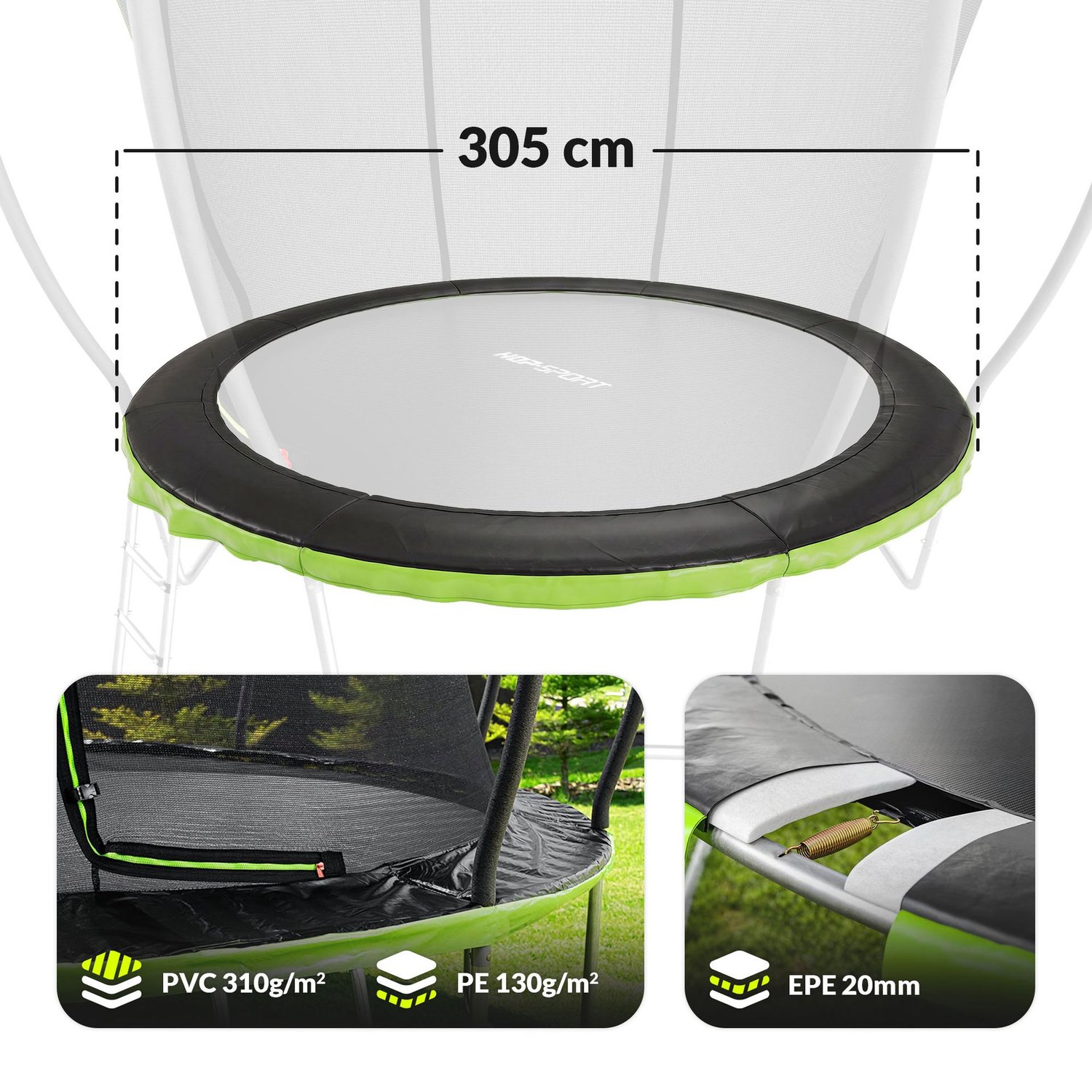 Randafdekking 305 cm / 10 ft HS-TSC010DZ - Zwart/groen
