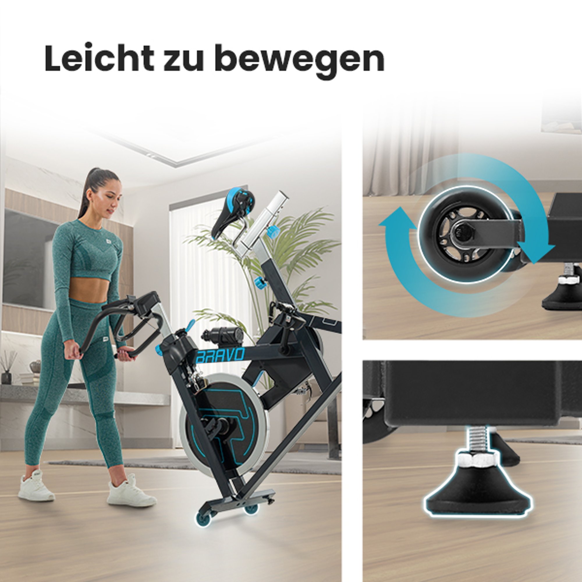 Praktische transportwielen bij Indoor Bike HS-045ic Bravo