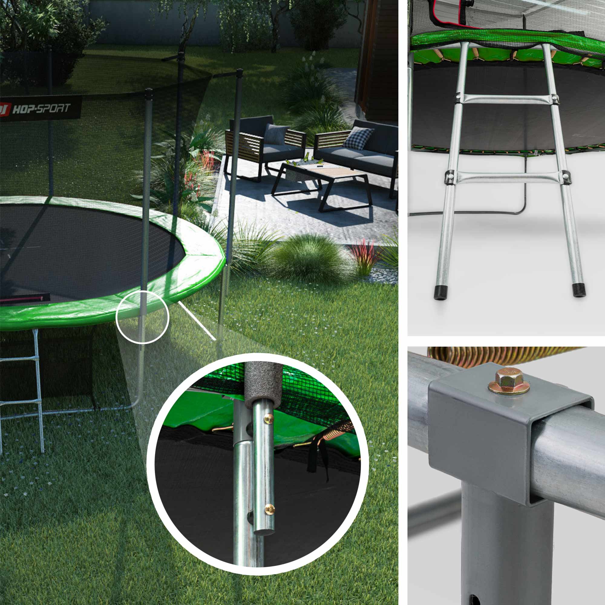 Basisframe van de trampoline van hoogwaardig, gegalvaniseerd staal, drie poten voor stabiliteit en stevigheid