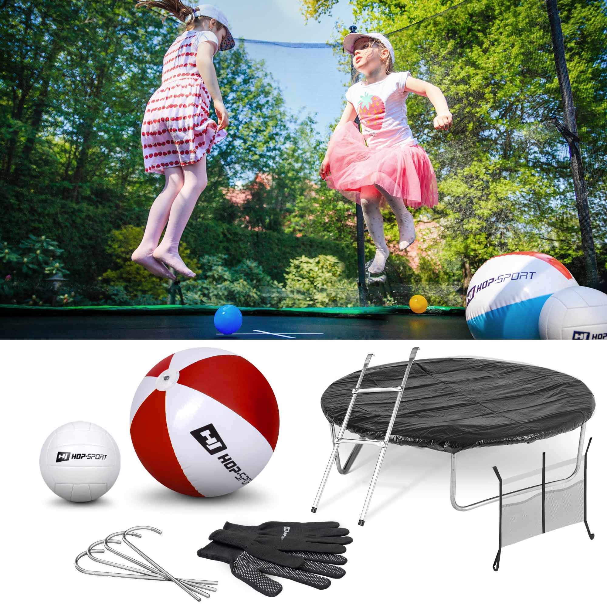 Inclusief: ladder, regenhoes, grondhaken, strandbal en een volleybal