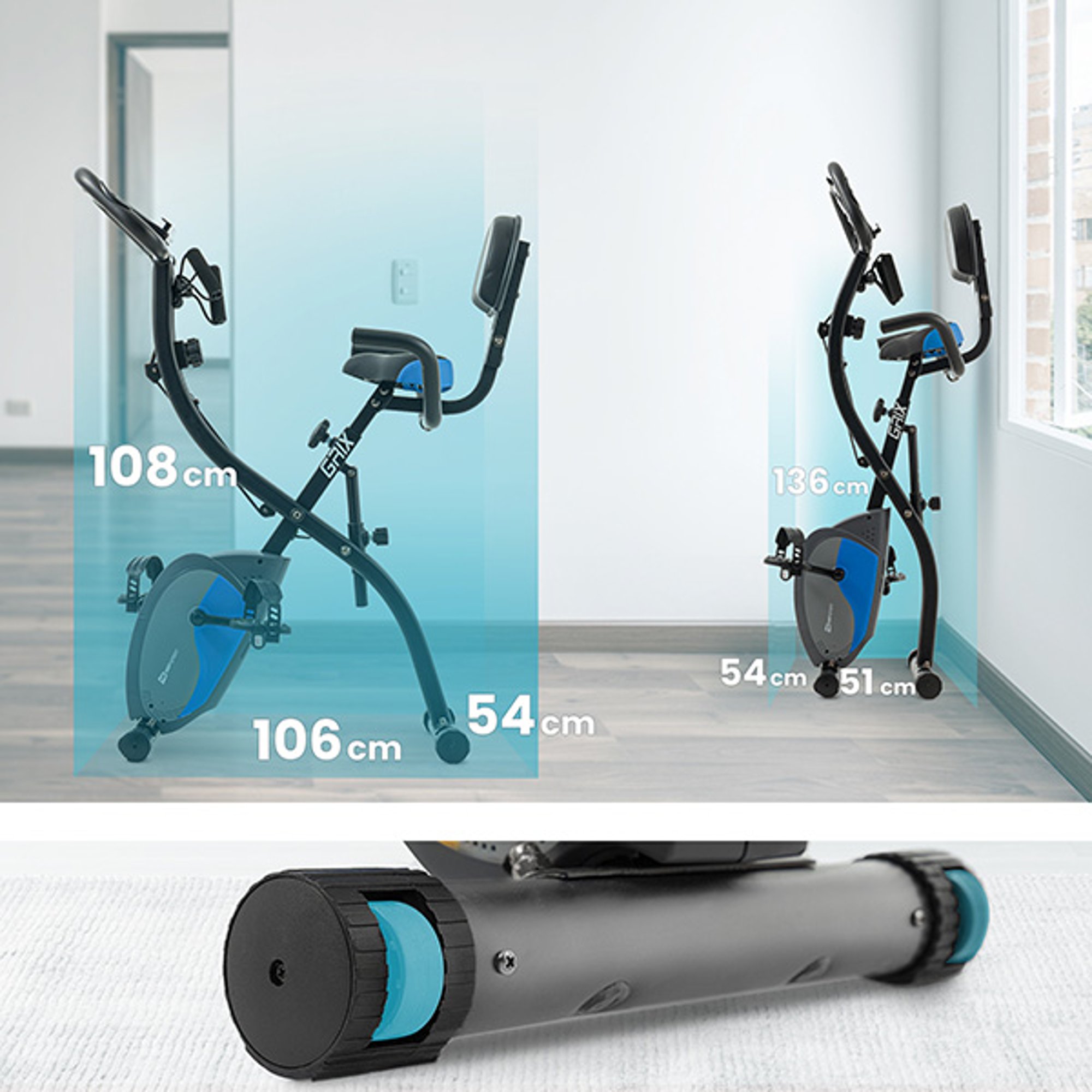 Opvouwsysteem bij de hometrainer HS-3010x Grix