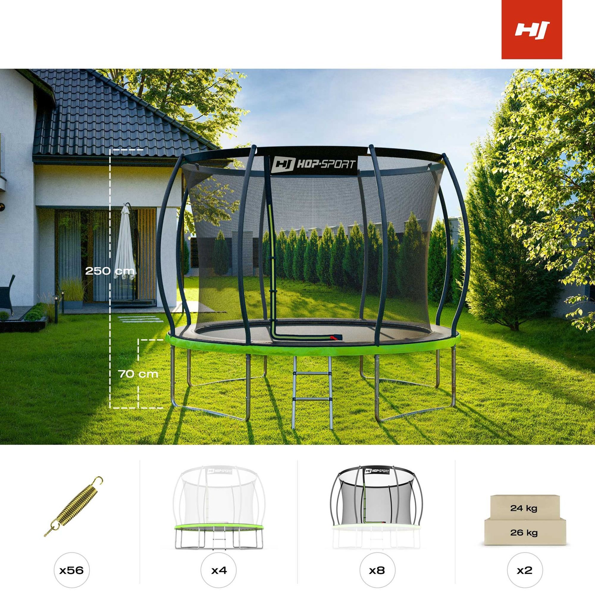 Technische gegevens van de tuintrampoline