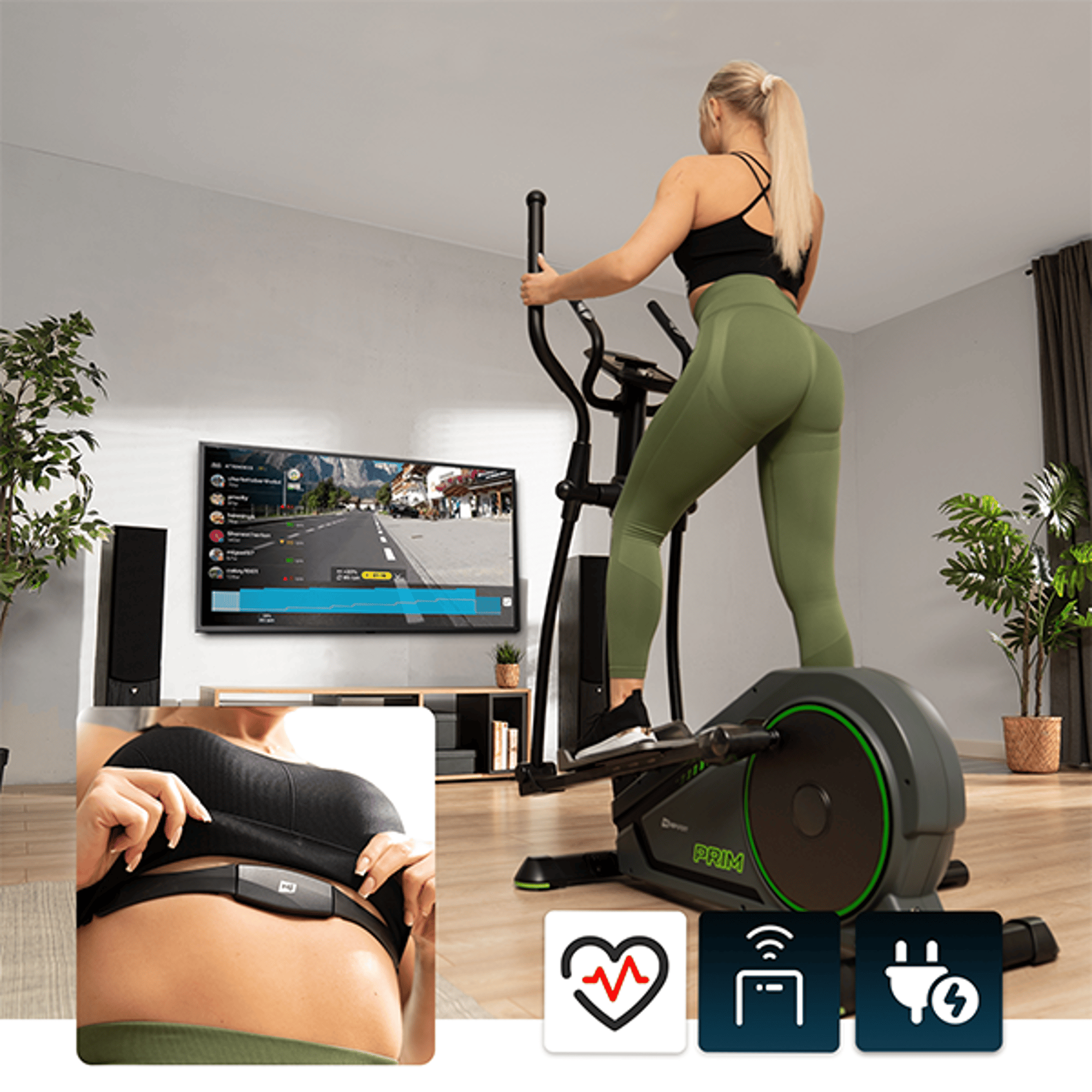 Trainingsprogramma's en hartslagmeting bij de Crosstrainer 120C Prim van Hop Sport