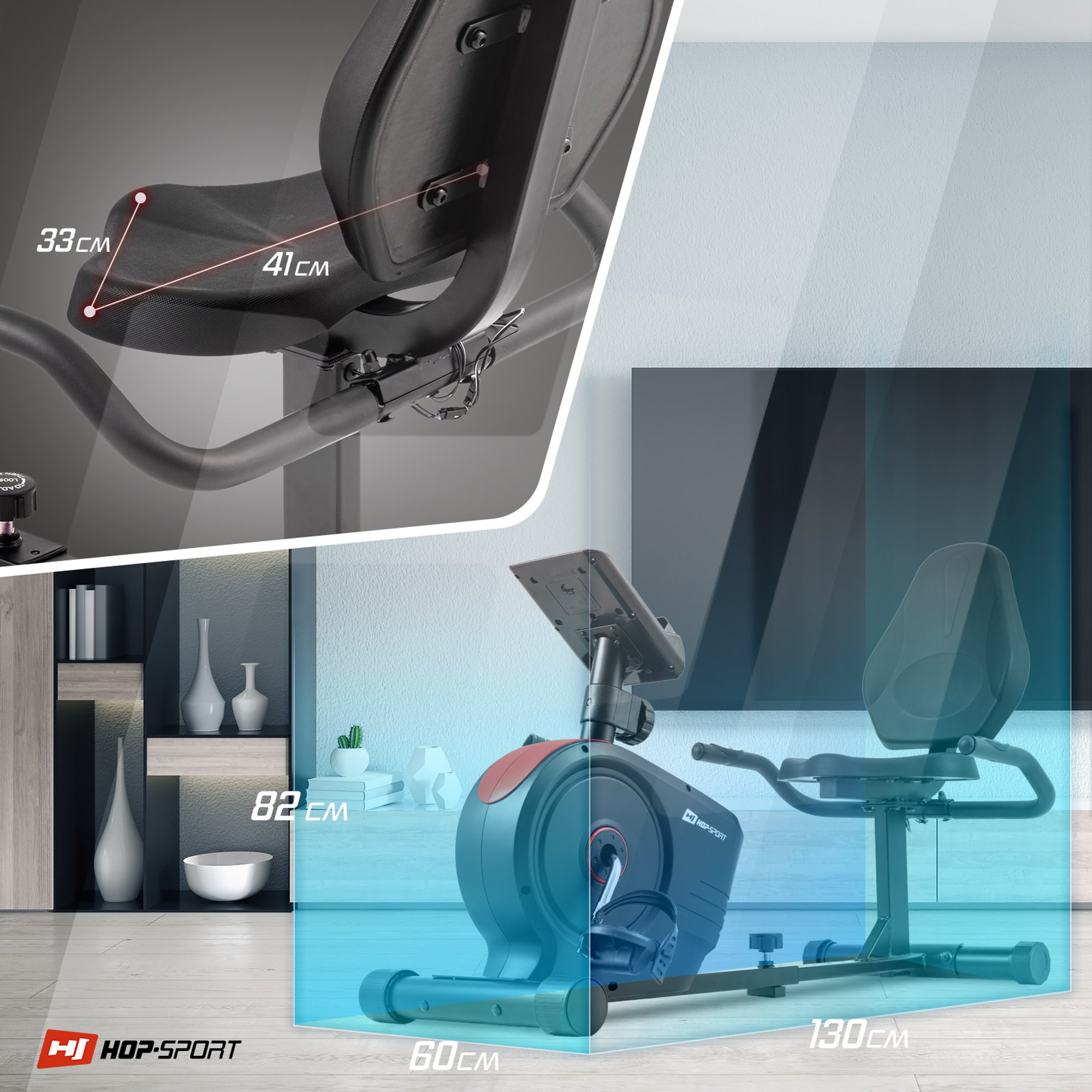 Compacte afmetingen van de ligfiets HS-2050L Beat
