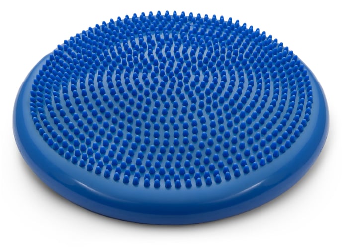 Blauw balanskussen met massagepunten voor evenwichtstraining en sensomotorische oefeningen