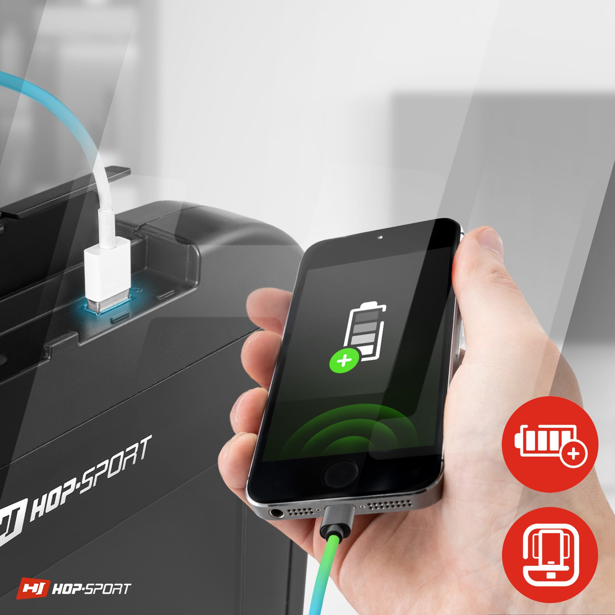 USB-aansluiting bij de crosstrainer 300CF Spectre