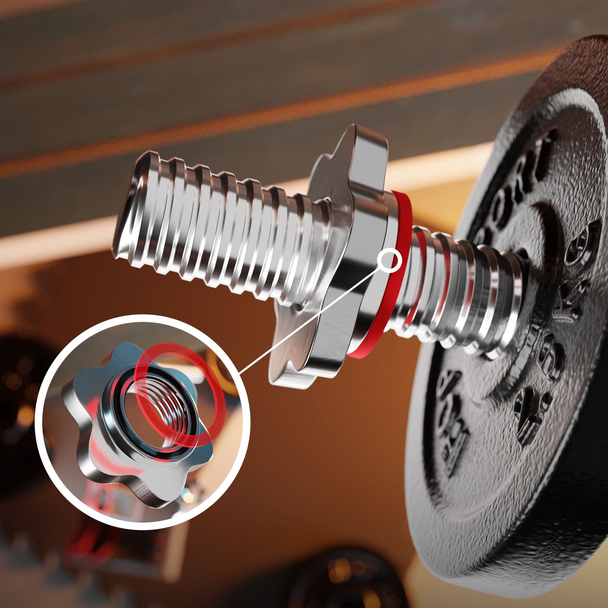 Schroefdraad en stervormige sluiting met rubberen ring