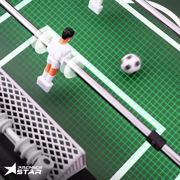 Tafelvoetbaltafel Sector met verhoogde hoeken voor beter spelverloop