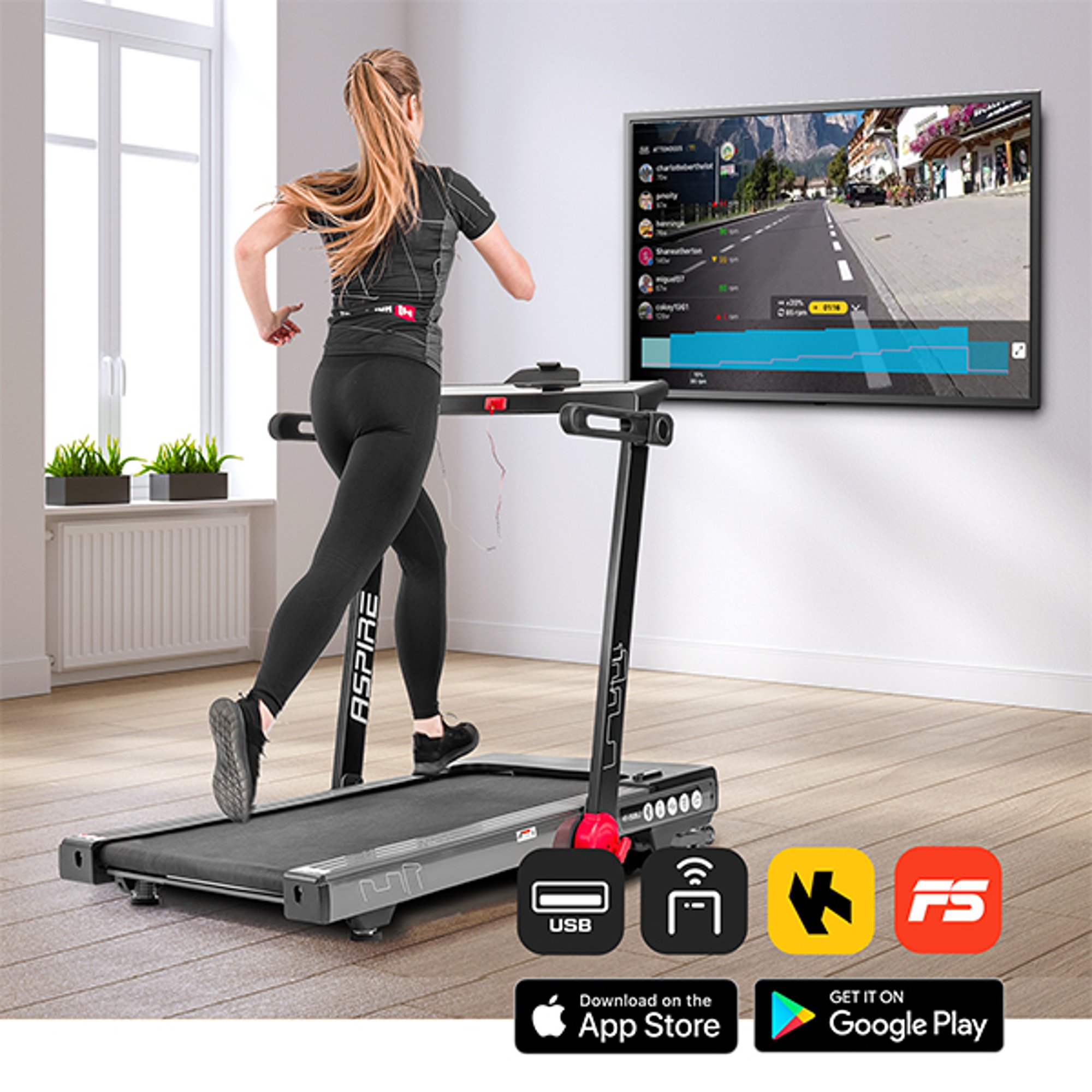 Compatibiliteit met de FitShow en Kinomap applicatie 