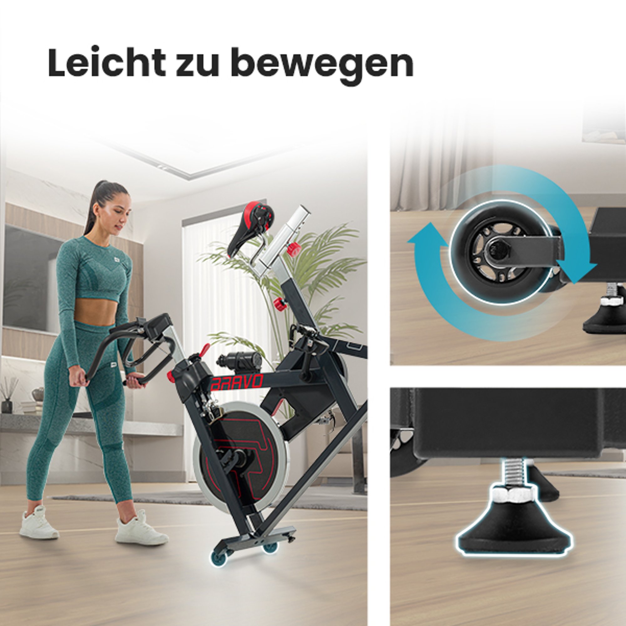 Praktische transportwielen bij Indoor Bike HS-045ic Bravo