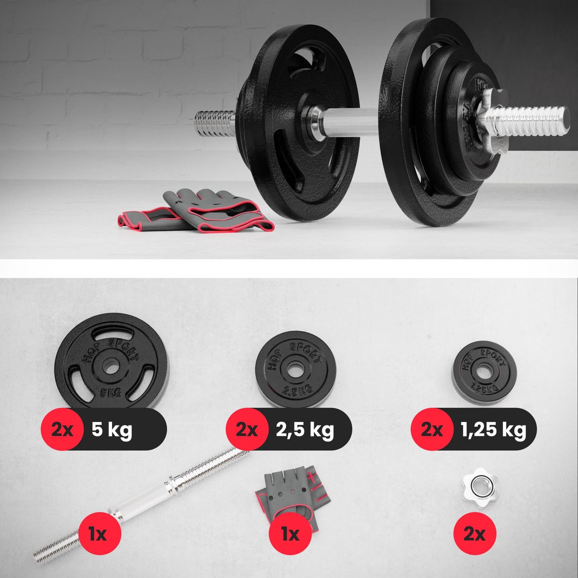 Leveringsomvang van het set 2 x 20 kg