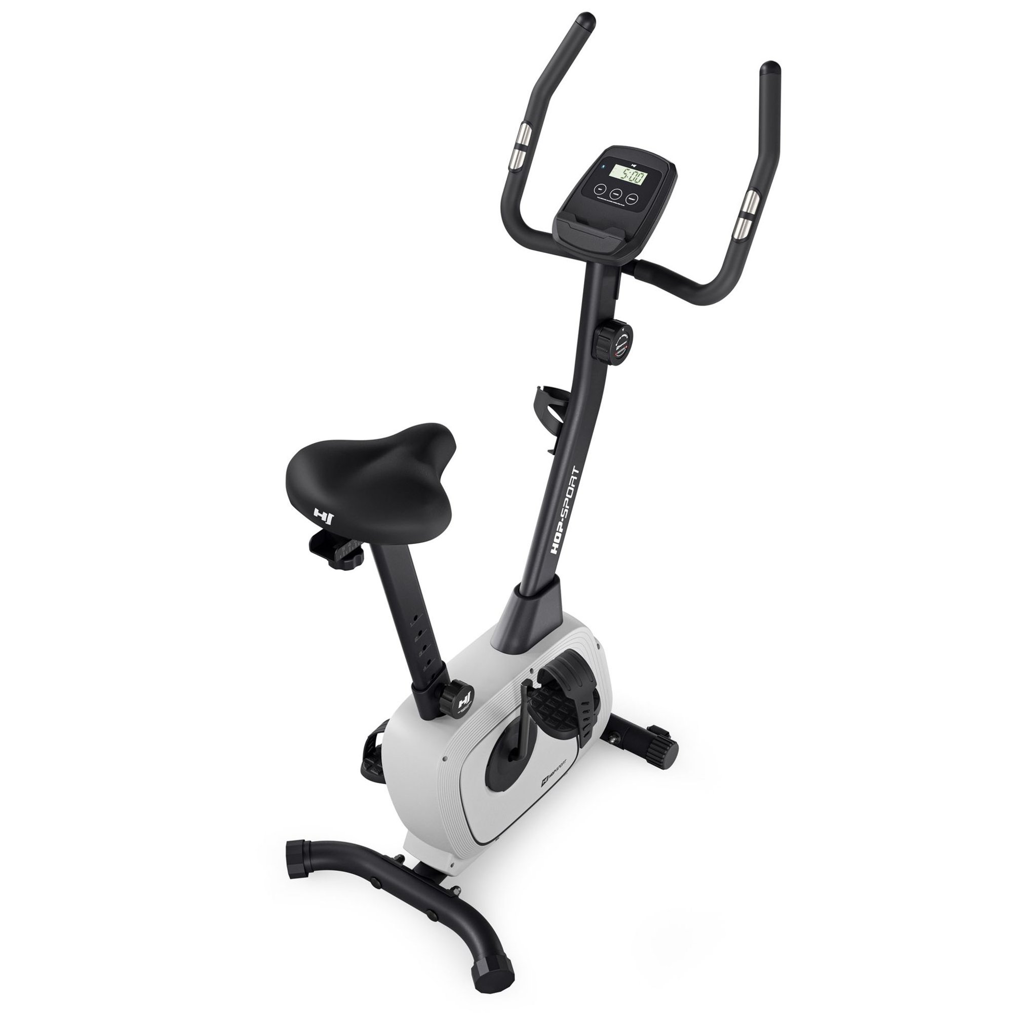 Fitnessfiets met LCD-scherm en polssensoren voor hartslagmeting