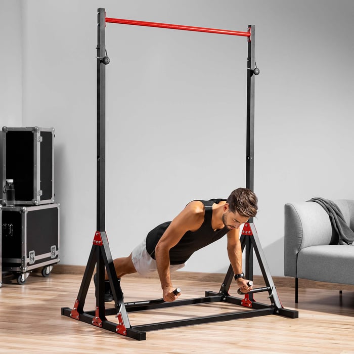 HS-1015K met verstelbare dipstangen, afstand 56–73 cm.