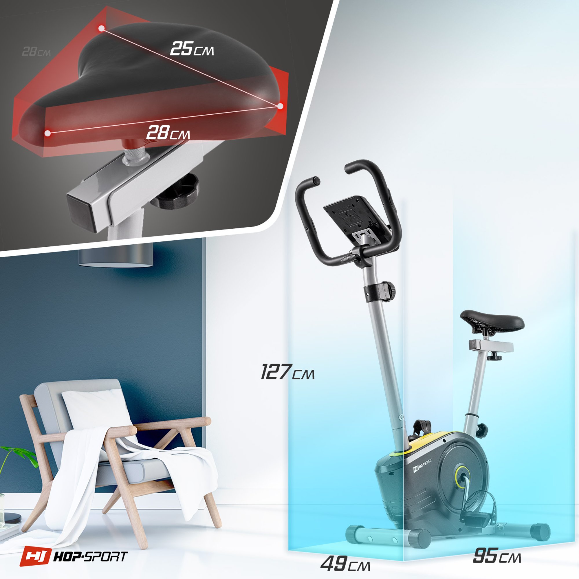 Compacte afmetingen van de Hometrainer HS-2050H Sonic