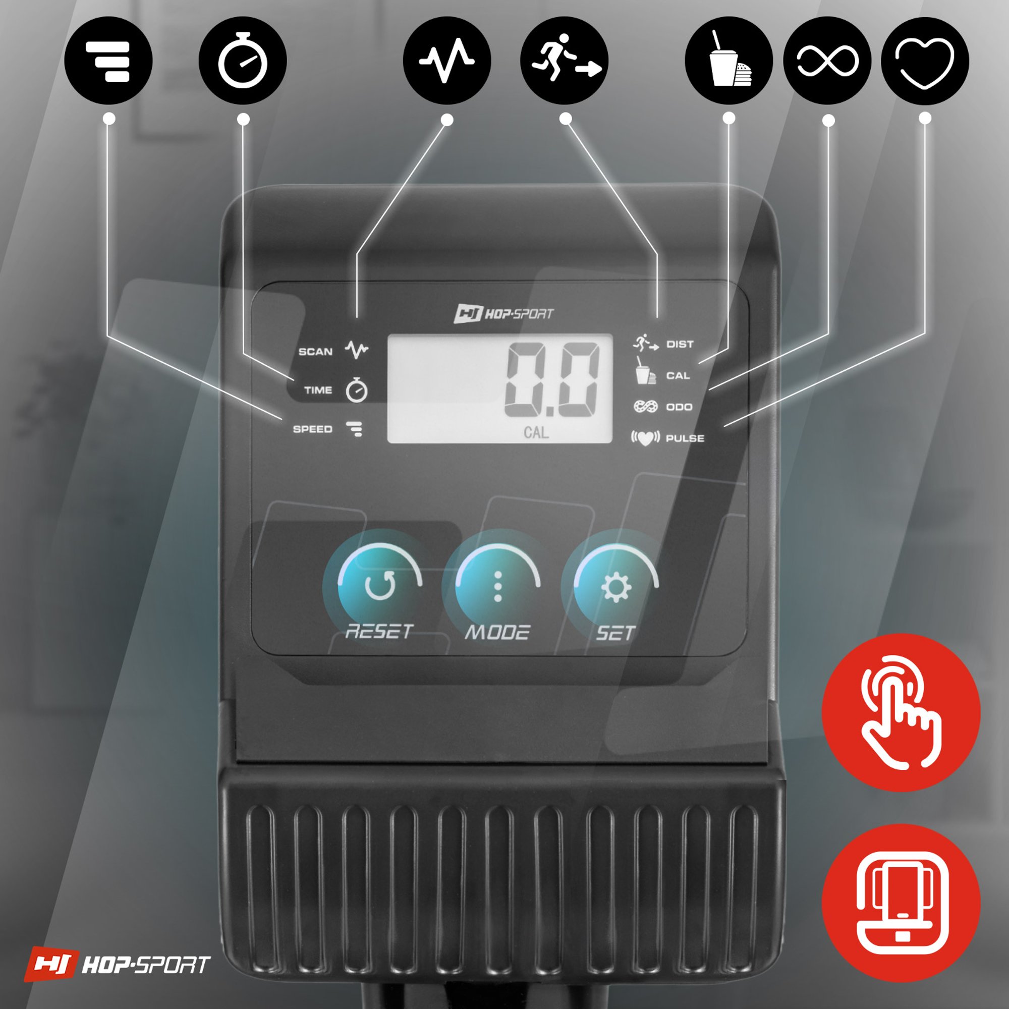 Trainingscomputer met de trainingsparameters