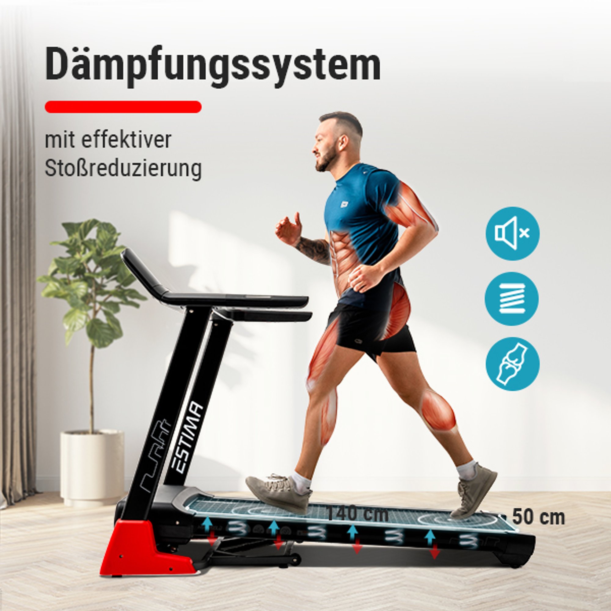 Automatische instelling van de hellingshoek bij loopband HS-3200LB Estima